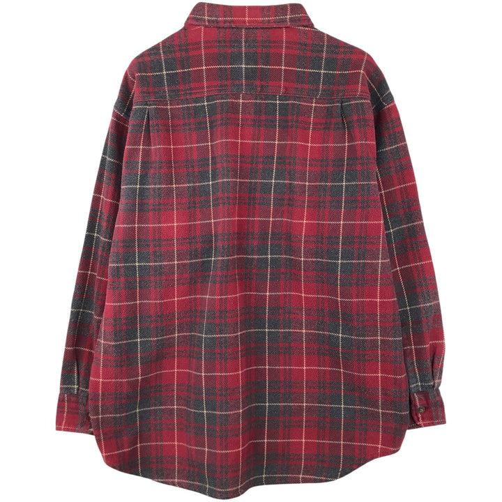 90s-00'S St. John's Bay Browny Long Sleeve Heavy Flannel Check Shirt, Men's Size XL cotton red type Vintage Second Hand