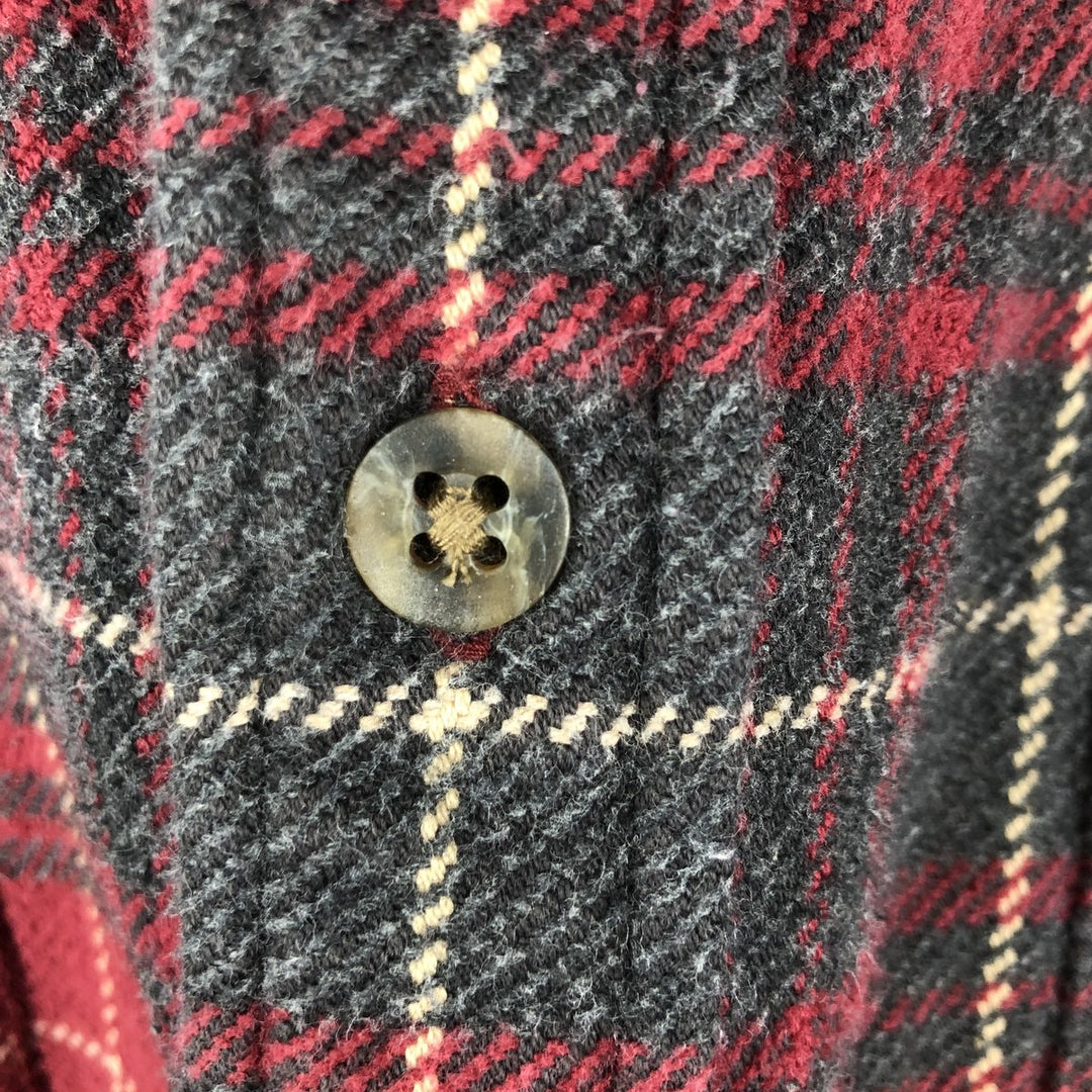 90s-00'S St. John's Bay Browny Long Sleeve Heavy Flannel Check Shirt, Men's Size XL cotton red type Vintage Second Hand