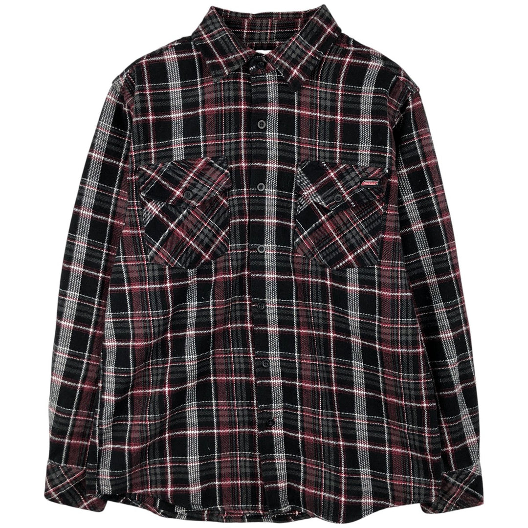 Dickies Long Sleeve Flannel Check Shirt, Men's Size Medium cotton black type Vintage Second Hand