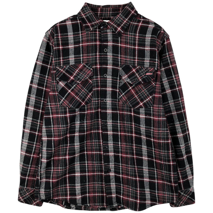 Dickies Long Sleeve Flannel Check Shirt, Men's Size Medium cotton black type Vintage Second Hand