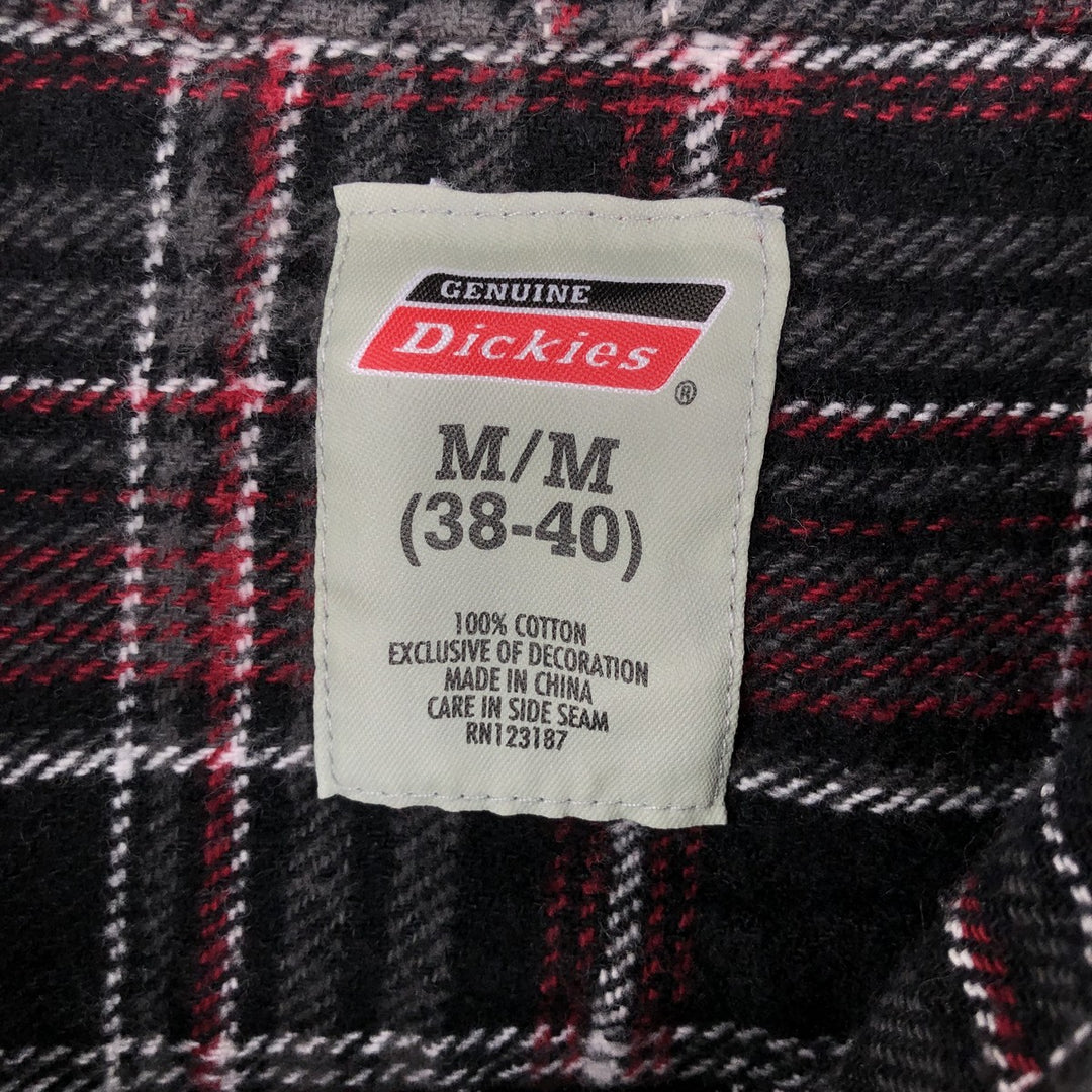 Dickies Long Sleeve Flannel Check Shirt, Men's Size Medium cotton black type Vintage Second Hand