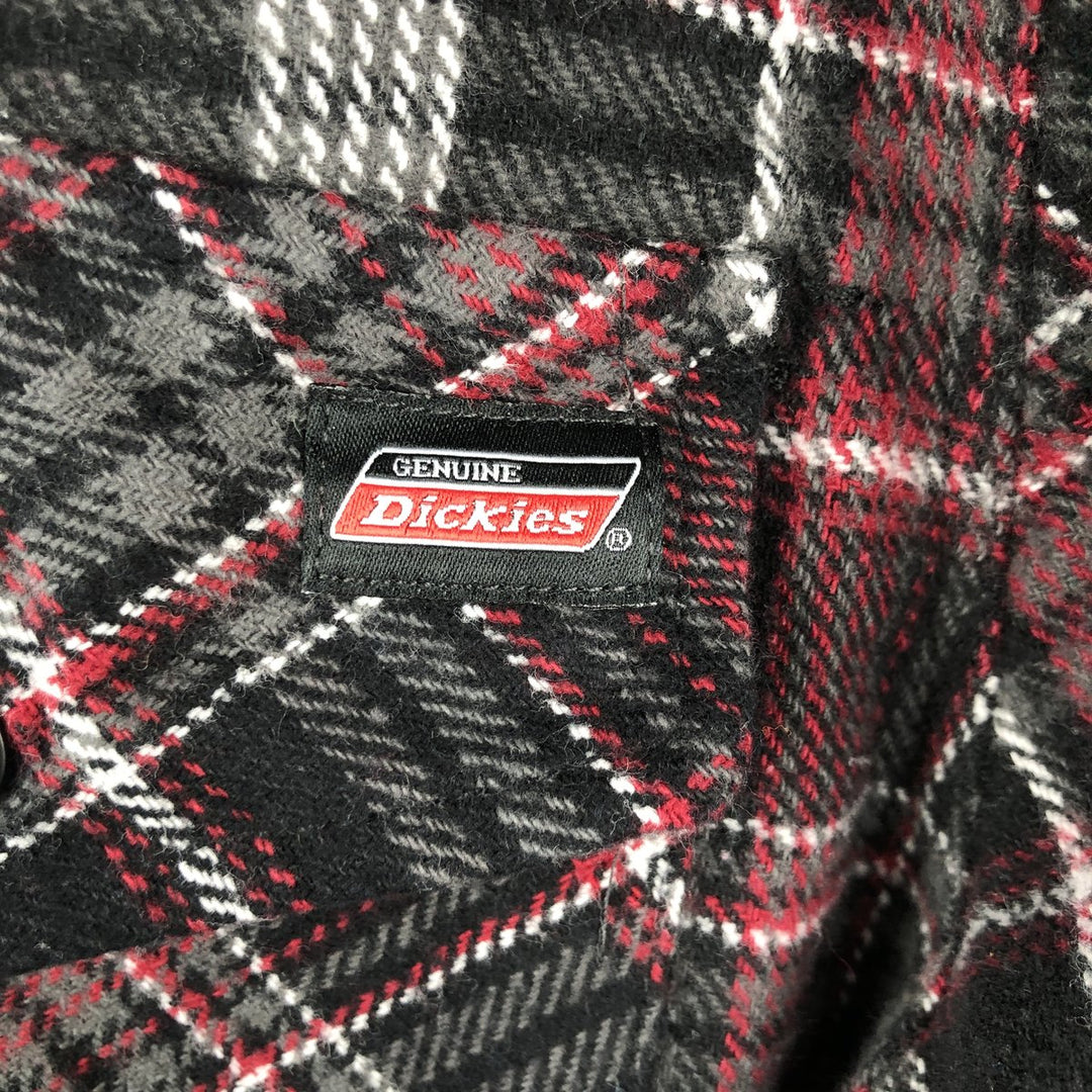 Dickies Long Sleeve Flannel Check Shirt, Men's Size Medium cotton black type Vintage Second Hand
