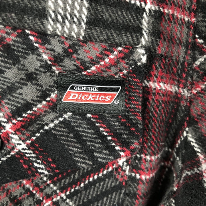 Dickies Long Sleeve Flannel Check Shirt, Men's Size Medium cotton black type Vintage Second Hand