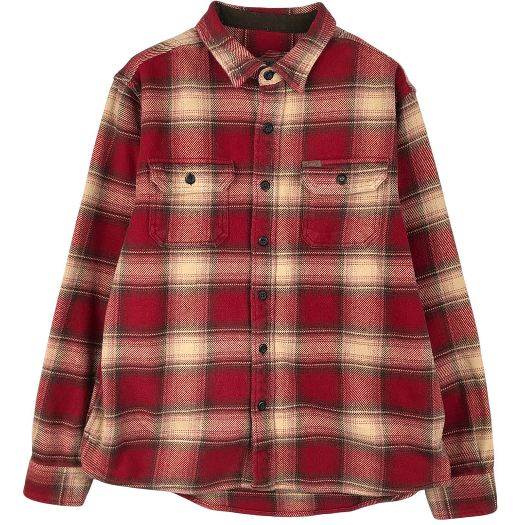 ORVIS Ombre Check Long Sleeve Heavy Flannel Check Shirt, Men's Size L cotton red type Vintage Second Hand