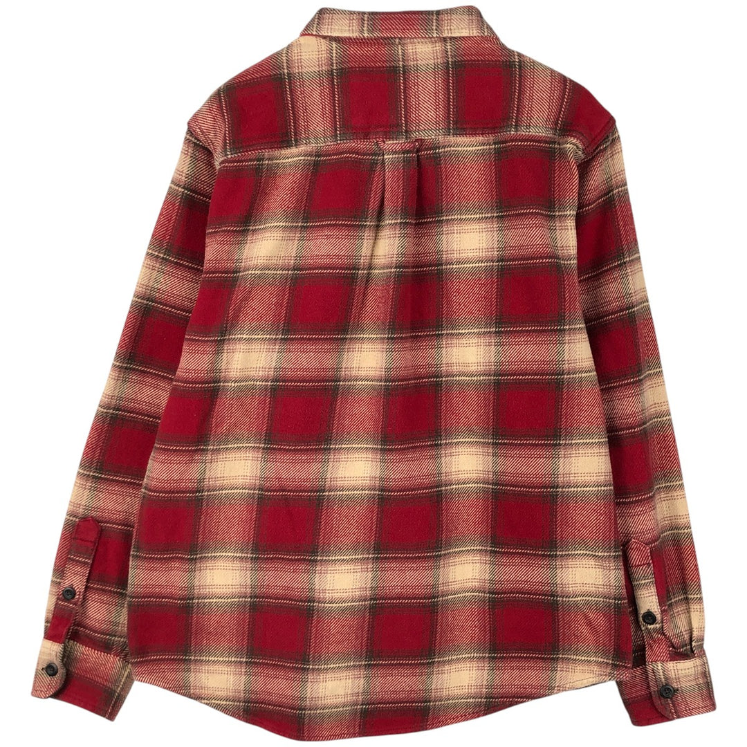 ORVIS Ombre Check Long Sleeve Heavy Flannel Check Shirt, Men's Size L cotton red type Vintage Second Hand