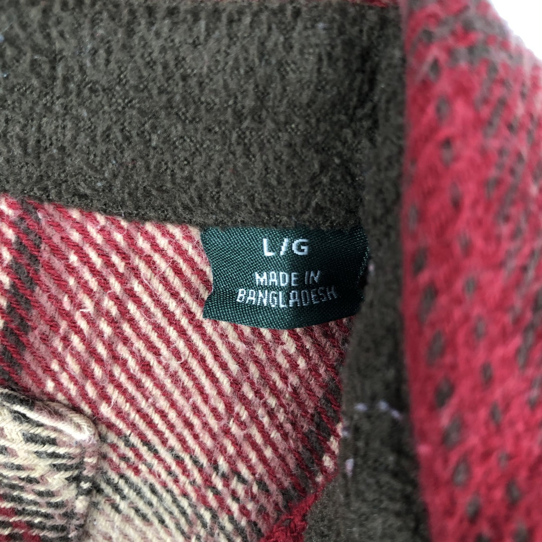 ORVIS Ombre Check Long Sleeve Heavy Flannel Check Shirt, Men's Size L cotton red type Vintage Second Hand