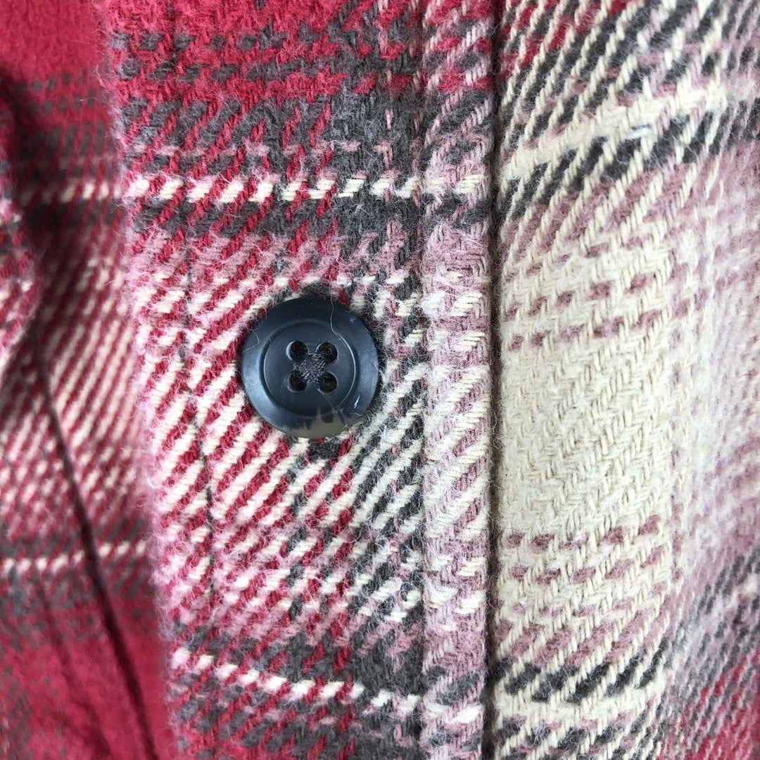 ORVIS Ombre Check Long Sleeve Heavy Flannel Check Shirt, Men's Size L cotton red type Vintage Second Hand