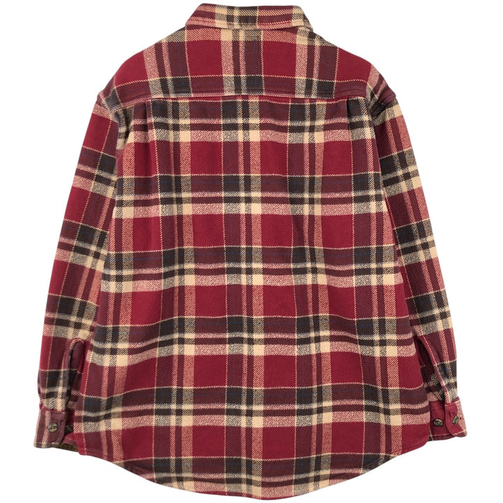 90s-00'S St. John's Bay Browny Long Sleeve Heavy Flannel Check Shirt, Men's Size XL cotton red type reddish brown Vintage Second Hand