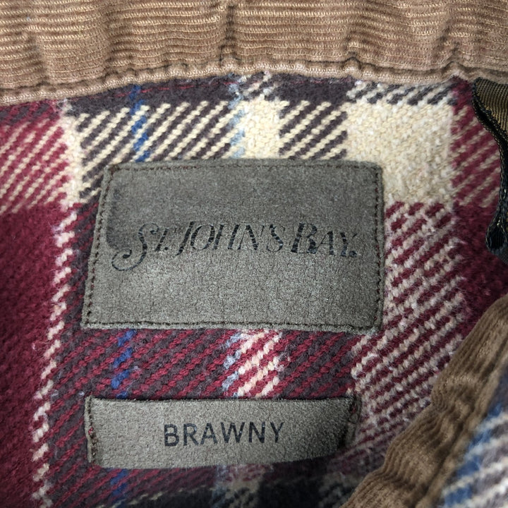 90s-00'S St. John's Bay Browny Long Sleeve Heavy Flannel Check Shirt, Men's Size XL cotton red type reddish brown Vintage Second Hand