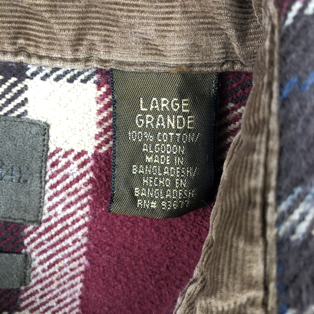 90s-00'S St. John's Bay Browny Long Sleeve Heavy Flannel Check Shirt, Men's Size XL cotton red type reddish brown Vintage Second Hand
