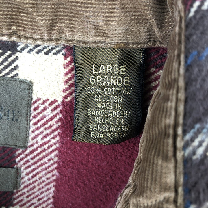 90s-00'S St. John's Bay Browny Long Sleeve Heavy Flannel Check Shirt, Men's Size XL cotton red type reddish brown Vintage Second Hand