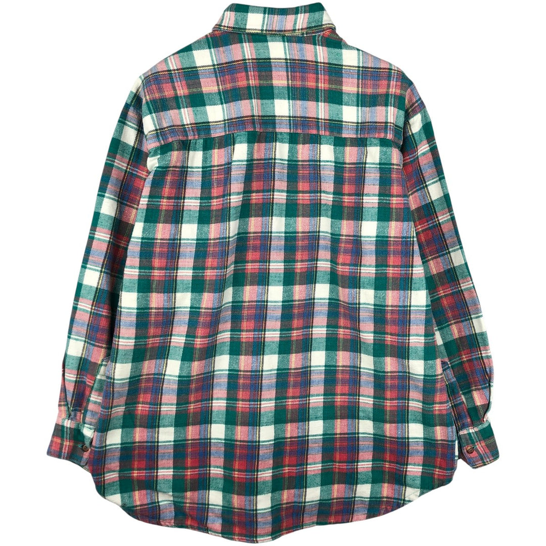 PERUZZI Long Sleeve Heavy Flannel Check Shirt, Men's Size Medium cotton green type Vintage Second Hand