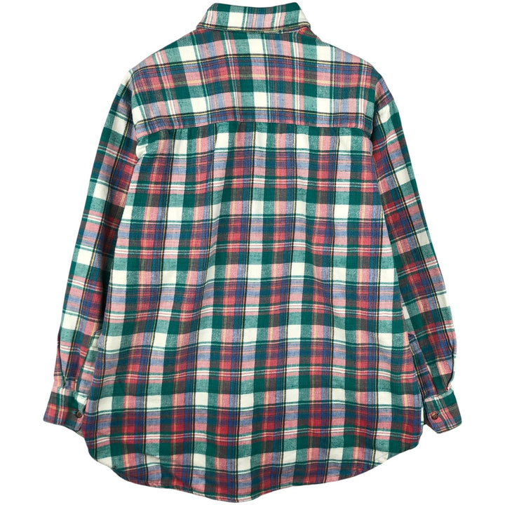 PERUZZI Long Sleeve Heavy Flannel Check Shirt, Men's Size Medium cotton green type Vintage Second Hand