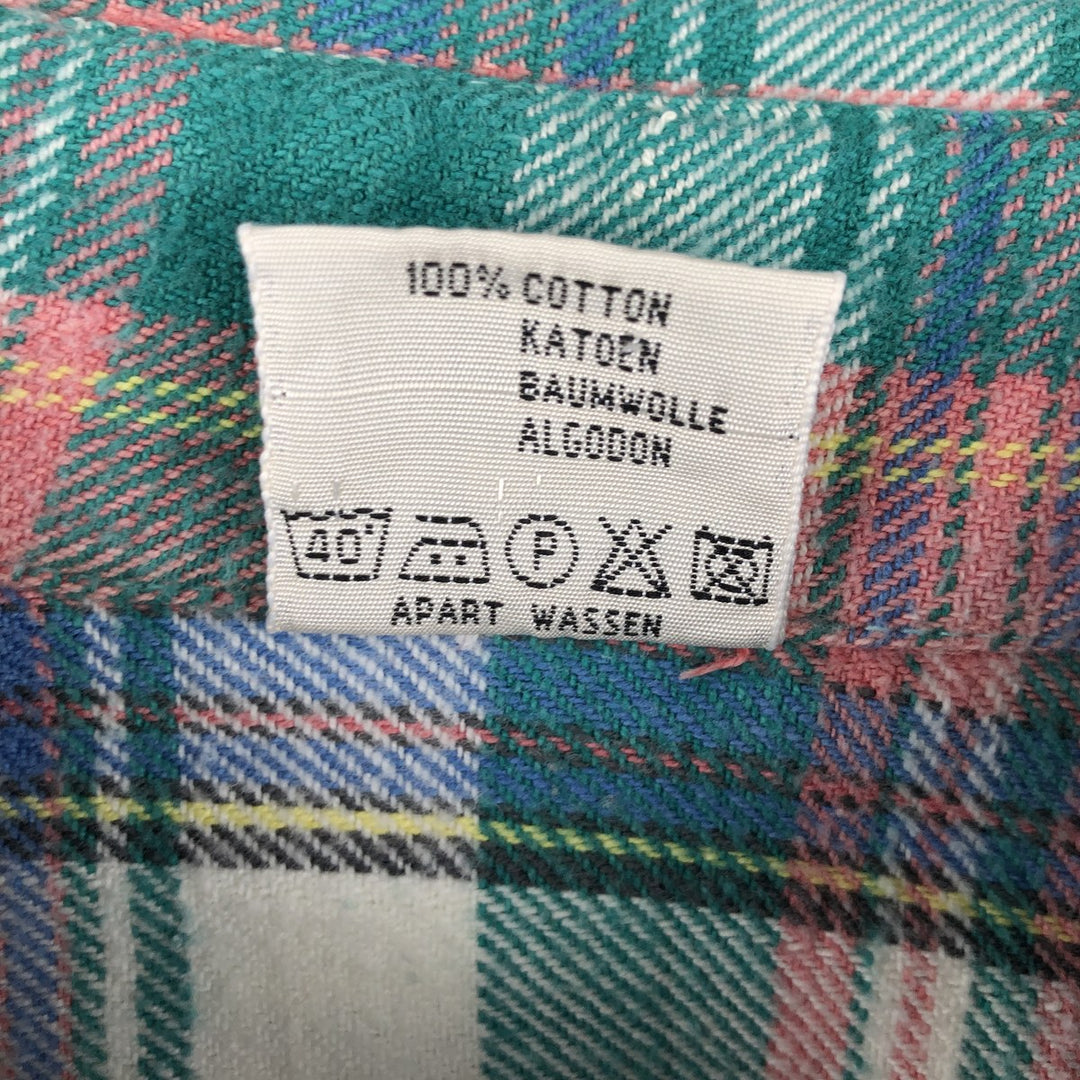 PERUZZI Long Sleeve Heavy Flannel Check Shirt, Men's Size Medium cotton green type Vintage Second Hand