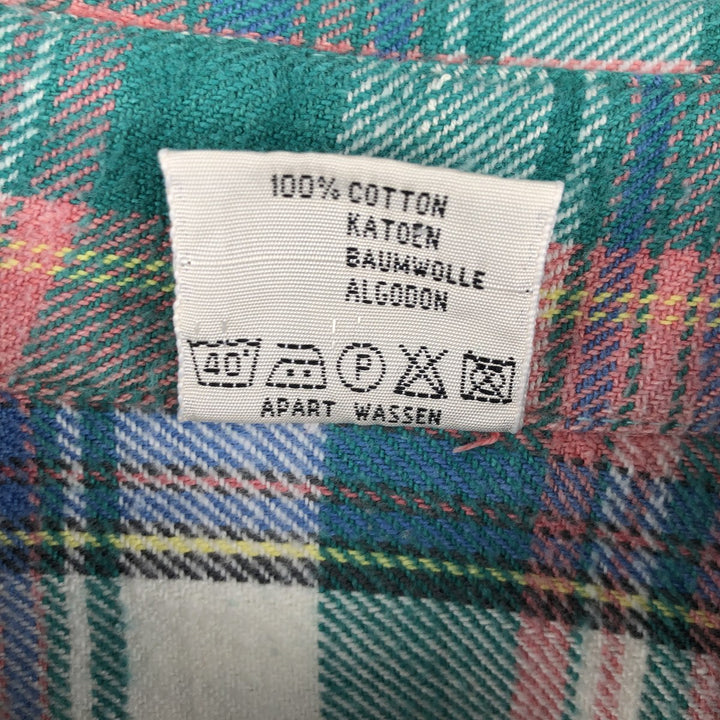 PERUZZI Long Sleeve Heavy Flannel Check Shirt, Men's Size Medium cotton green type Vintage Second Hand