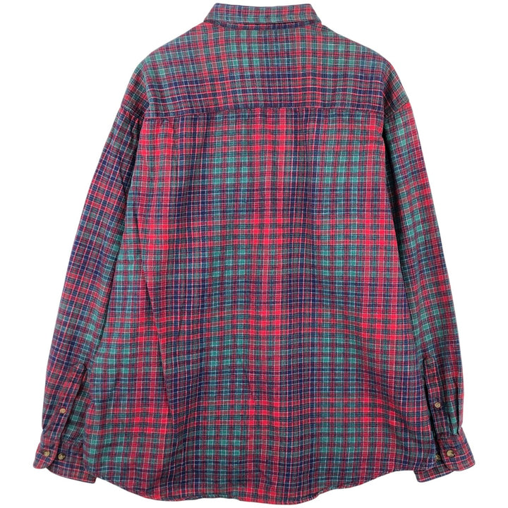 90s-00'S WOOLRICH Long Sleeve Button-Down Flannel Check Shirt, Men's Size XL cotton red type Vintage Second Hand