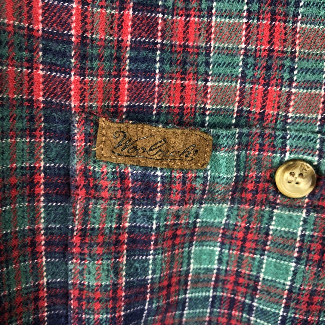 90s-00'S WOOLRICH Long Sleeve Button-Down Flannel Check Shirt, Men's Size XL cotton red type Vintage Second Hand