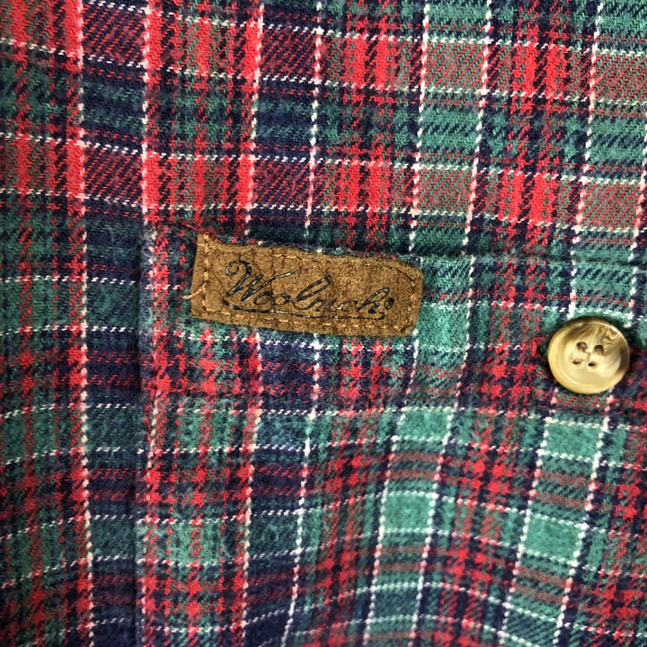 90s-00'S WOOLRICH Long Sleeve Button-Down Flannel Check Shirt, Men's Size XL cotton red type Vintage Second Hand