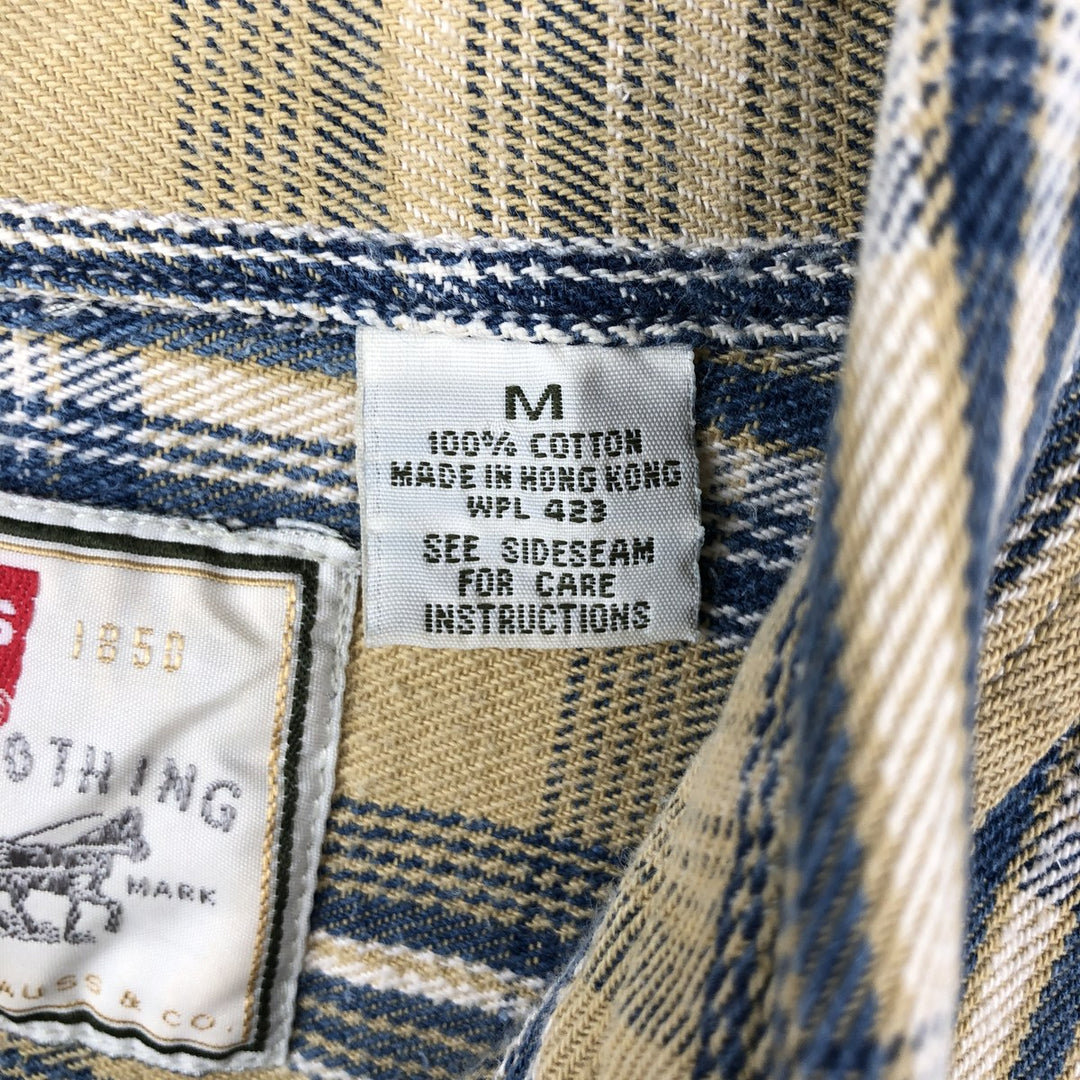 Vintage 90'S Levi's long-sleeved button-down flannel shirt, size M, men's cotton ocher yellow type Vintage Second Hand