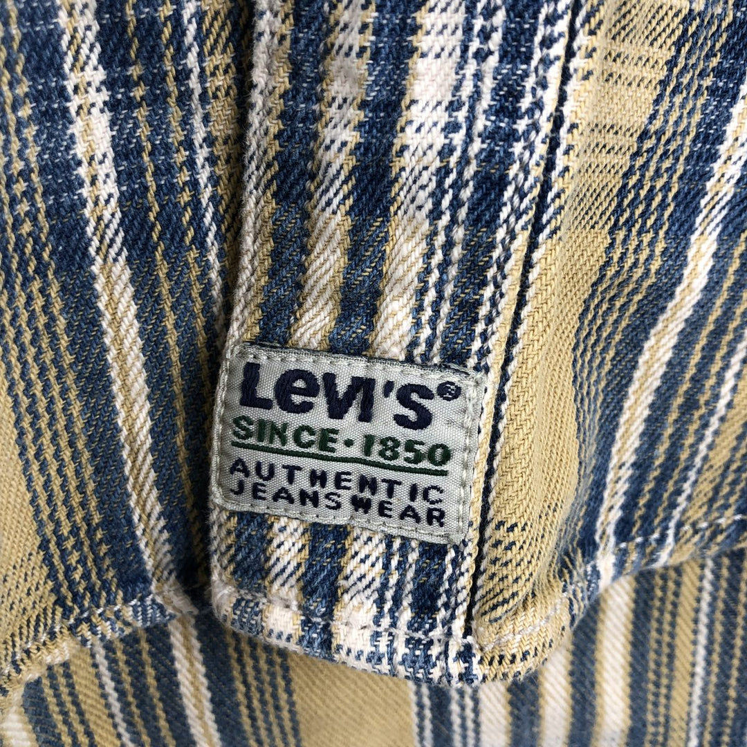 Vintage 90'S Levi's long-sleeved button-down flannel shirt, size M, men's cotton ocher yellow type Vintage Second Hand