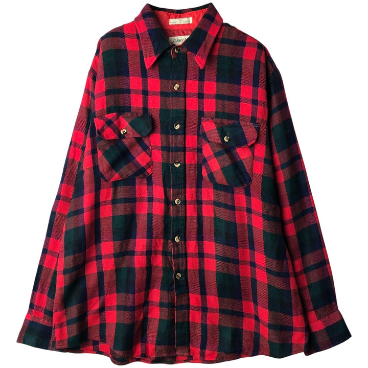90s-00'S Vintage St. John's Bay Lightflannel Check Shirt, Men's Size L, Long Sleeve unclear red type Vintage Second Hand