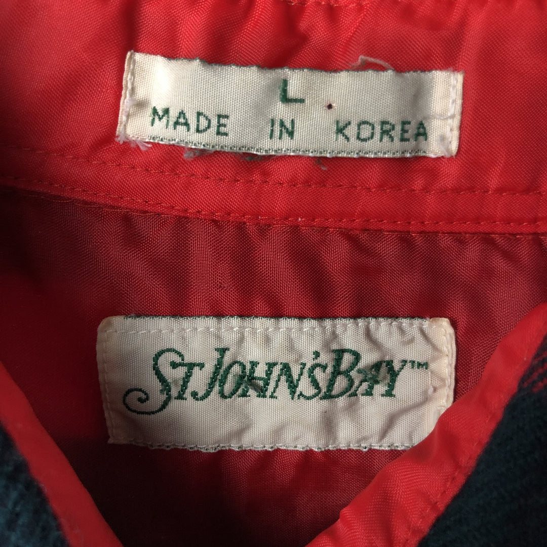 90s-00'S Vintage St. John's Bay Lightflannel Check Shirt, Men's Size L, Long Sleeve unclear red type Vintage Second Hand