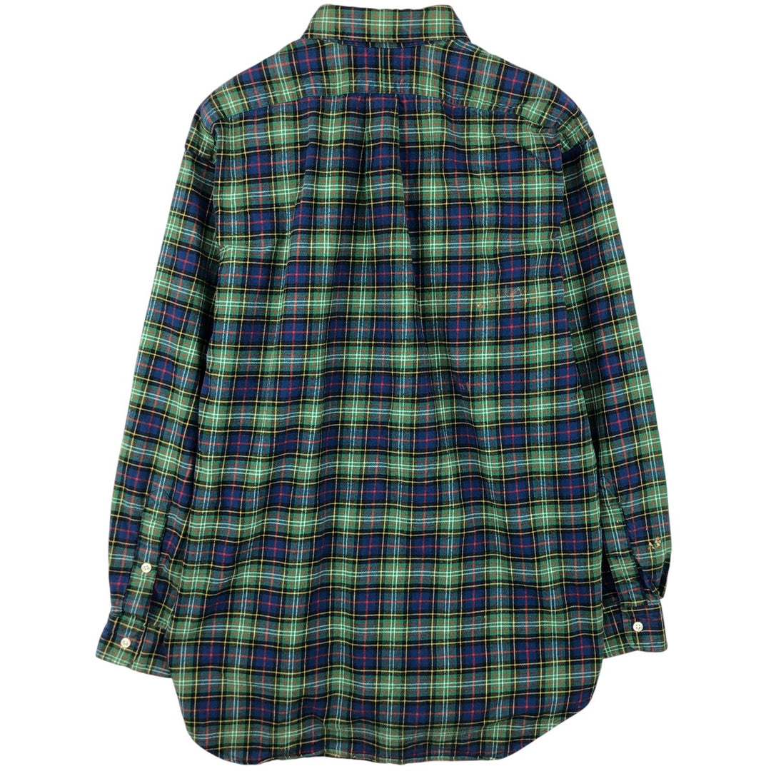 Ralph Lauren BLAKE long-sleeved button-down flannel check shirt, men's size M cotton blue type Vintage Second Hand