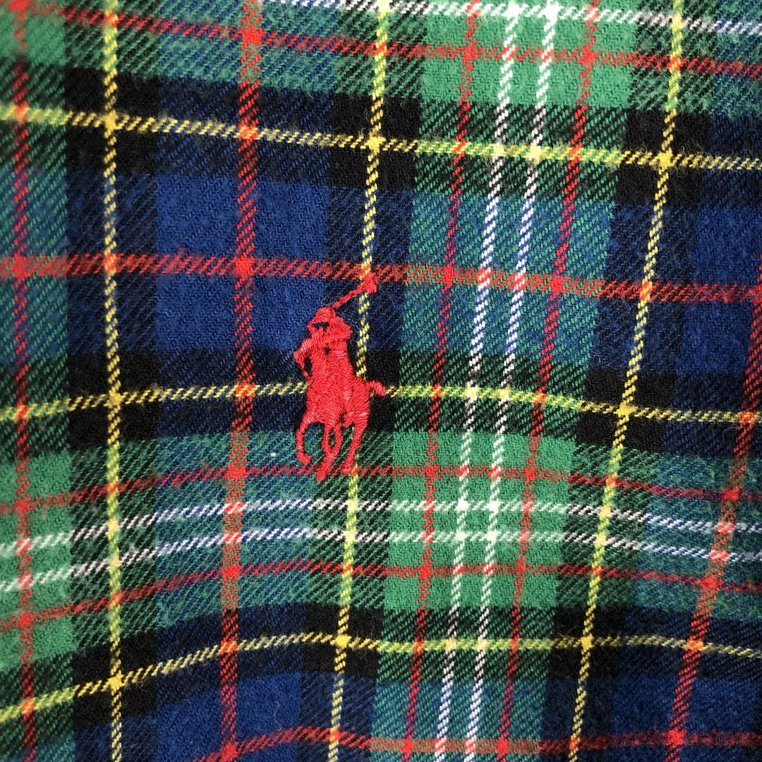 Ralph Lauren BLAKE long-sleeved button-down flannel check shirt, men's size M cotton blue type Vintage Second Hand