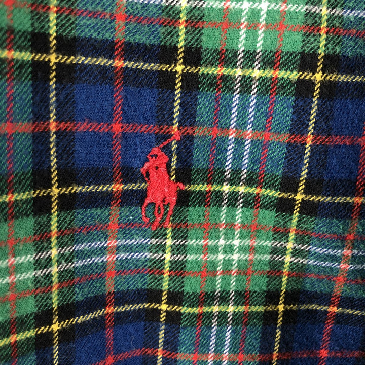 Ralph Lauren BLAKE long-sleeved button-down flannel check shirt, men's size M cotton blue type Vintage Second Hand