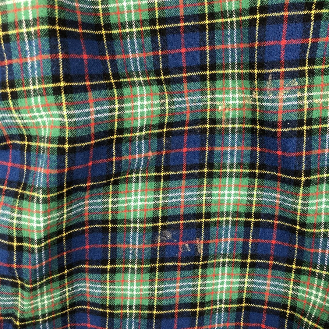 Ralph Lauren BLAKE long-sleeved button-down flannel check shirt, men's size M cotton blue type Vintage Second Hand