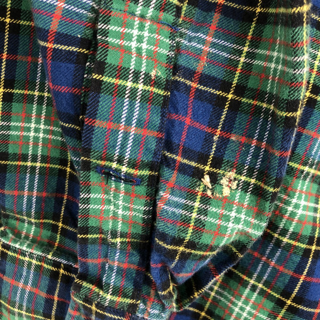 Ralph Lauren BLAKE long-sleeved button-down flannel check shirt, men's size M cotton blue type Vintage Second Hand