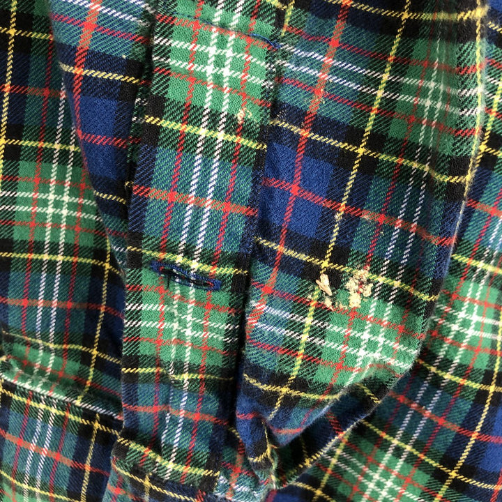 Ralph Lauren BLAKE long-sleeved button-down flannel check shirt, men's size M cotton blue type Vintage Second Hand