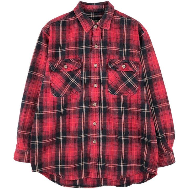 FIELD and STREAM Long Sleeve Heavy Flannel Check Shirt, Men's Size M cotton red type Vintage Second Hand