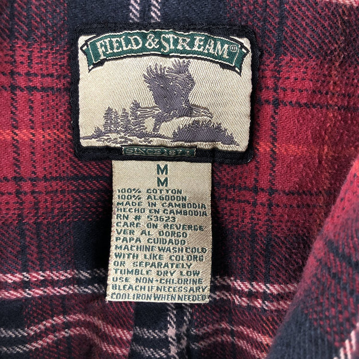 FIELD and STREAM Long Sleeve Heavy Flannel Check Shirt, Men's Size M cotton red type Vintage Second Hand