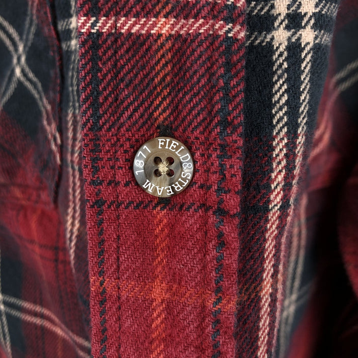 FIELD and STREAM Long Sleeve Heavy Flannel Check Shirt, Men's Size M cotton red type Vintage Second Hand