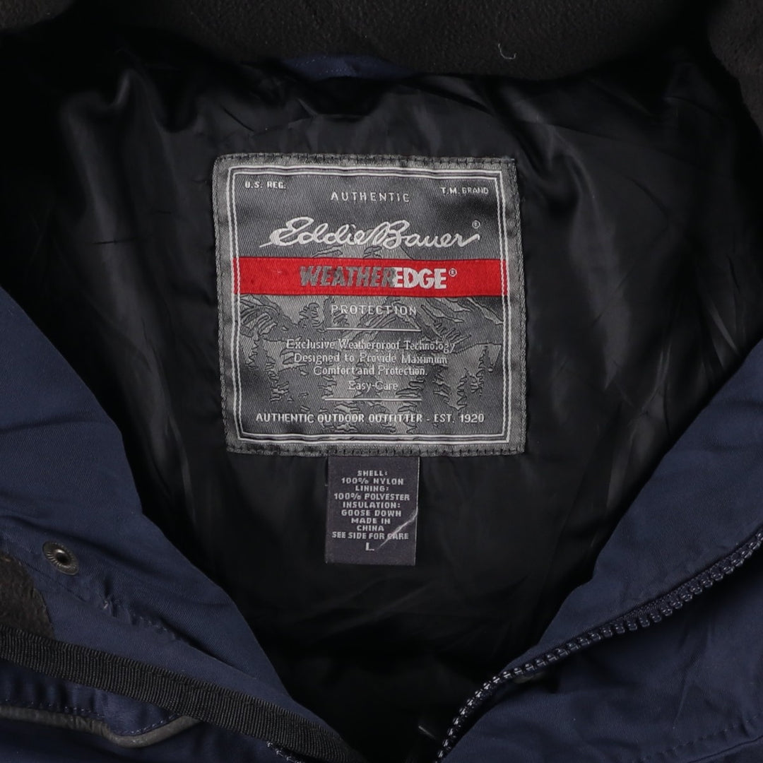 Eddie Bauer WEATHEREDGE Goose Down Parka, Men's Size L Nylon navy blue type Vintage Second Hand