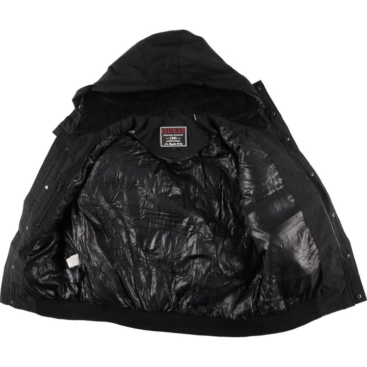 Guess padded hoodie/puffer jacket, men's size M polyester black type Vintage Second Hand