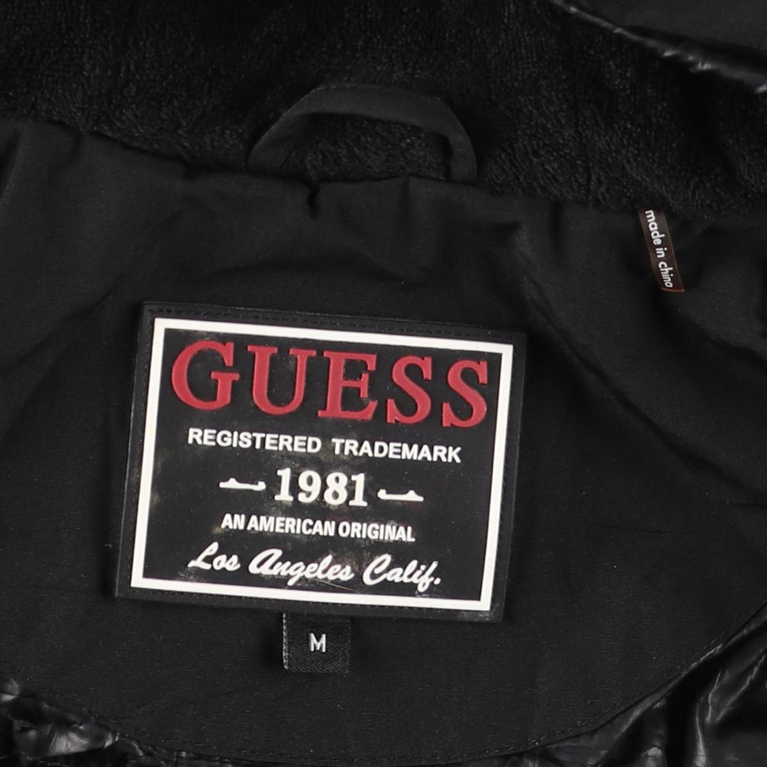 Guess padded hoodie/puffer jacket, men's size M polyester black type Vintage Second Hand
