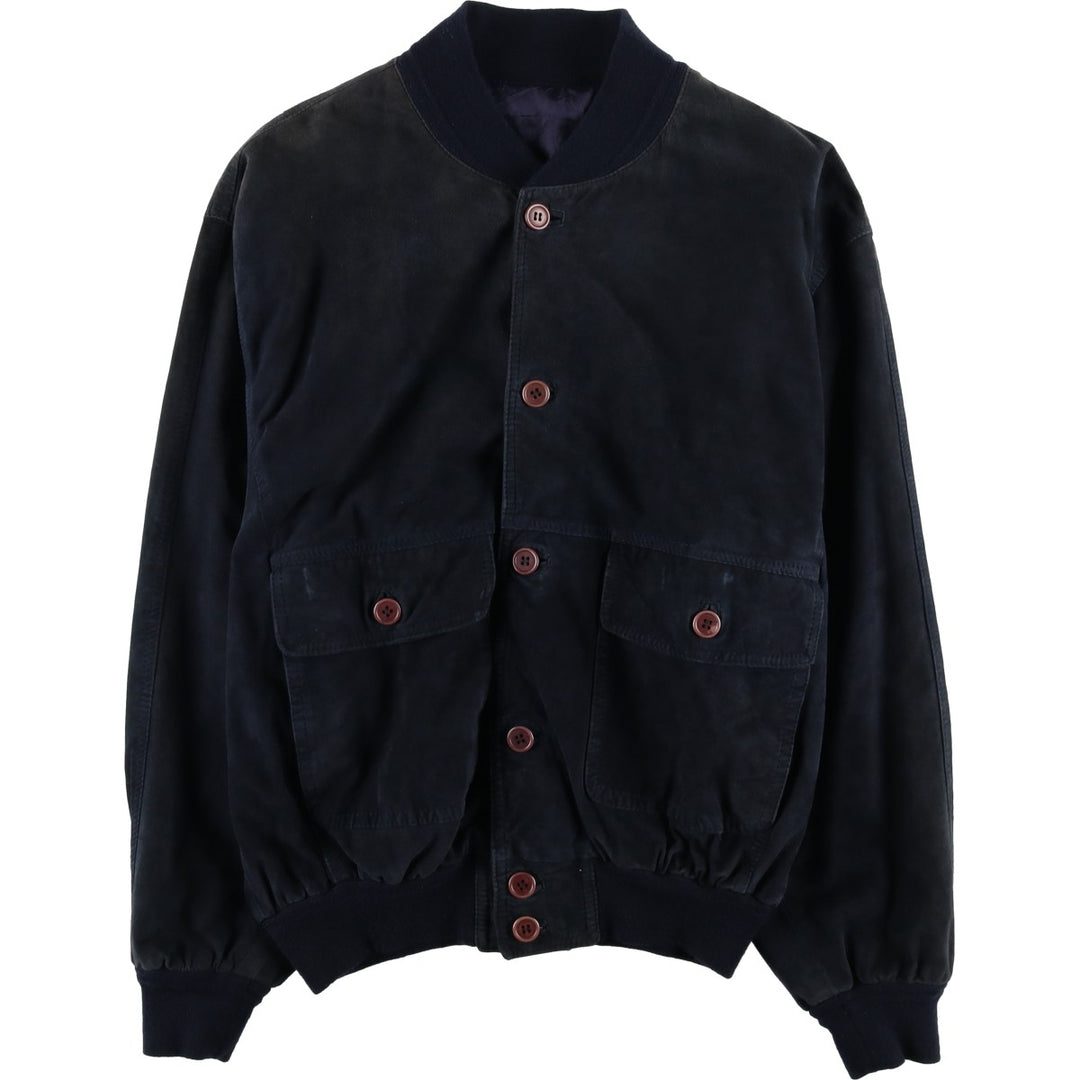 Suede leather blouson, men's size XL unclear black type Vintage Second Hand