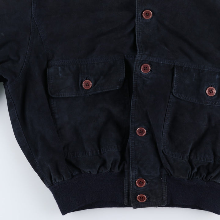 Suede leather blouson, men's size XL unclear black type Vintage Second Hand