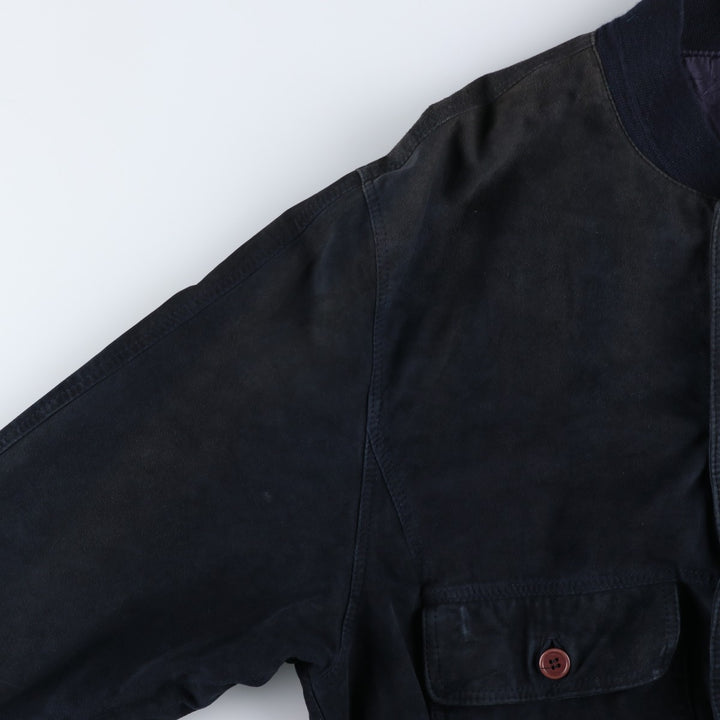 Suede leather blouson, men's size XL unclear black type Vintage Second Hand