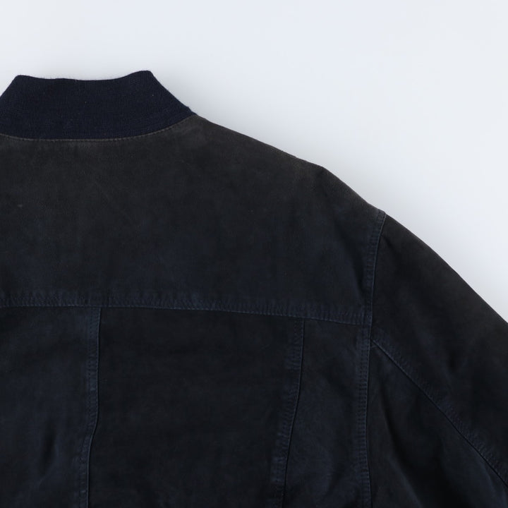 Suede leather blouson, men's size XL unclear black type Vintage Second Hand