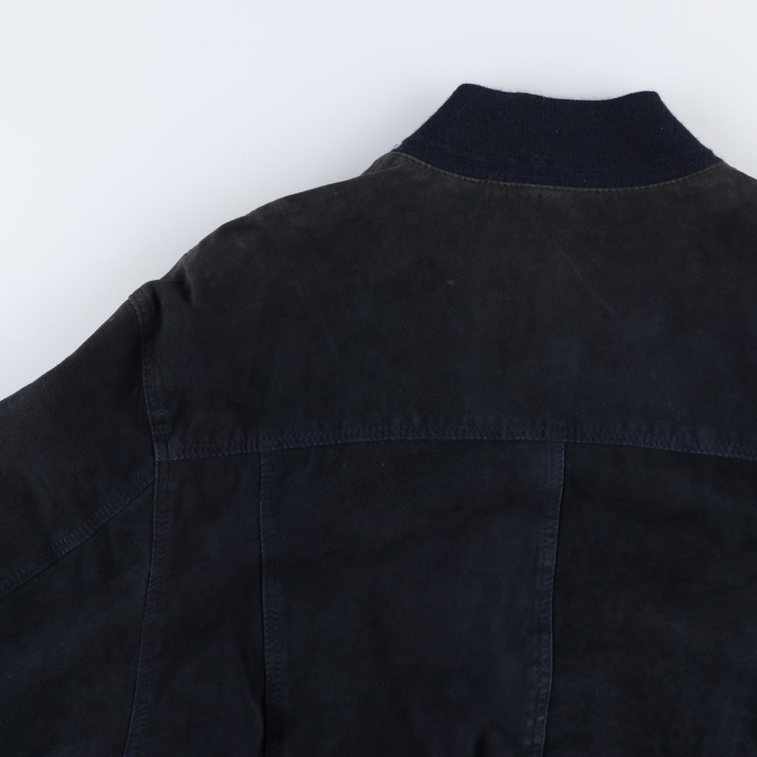 Suede leather blouson, men's size XL unclear black type Vintage Second Hand