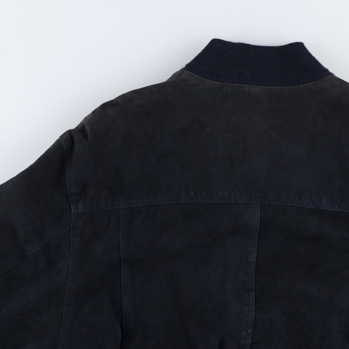 Suede leather blouson, men's size XL unclear black type Vintage Second Hand