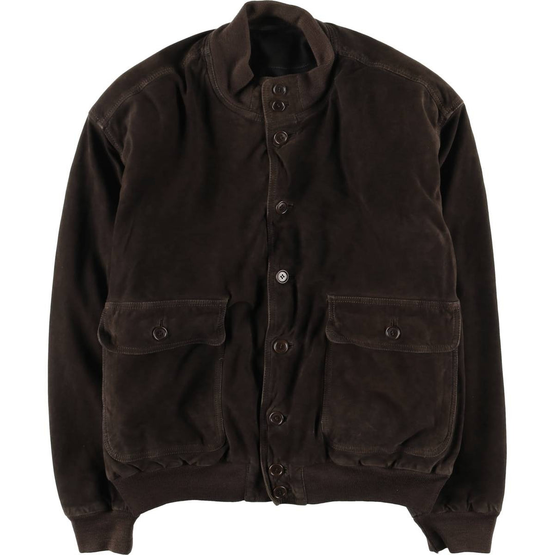 Balster jacket, padded suede leather blouson, men's size L Genuine Leather Suede Leather brown type Vintage Second Hand