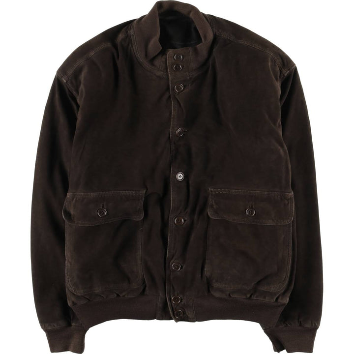 Balster jacket, padded suede leather blouson, men's size L Genuine Leather Suede Leather brown type Vintage Second Hand