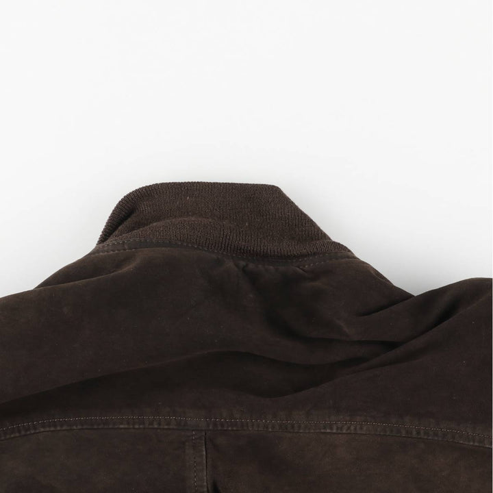 Balster jacket, padded suede leather blouson, men's size L Genuine Leather Suede Leather brown type Vintage Second Hand