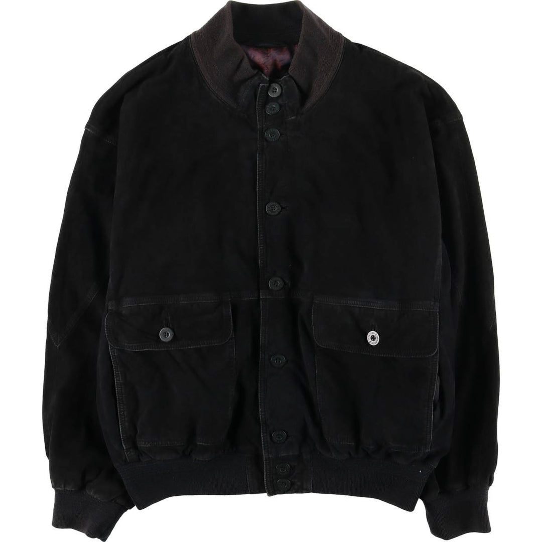 GIORGIO REDAELLI Balster Jacket, Suede Leather Blouson, Men's XL Genuine Leather Suede Leather black type Vintage Second Hand