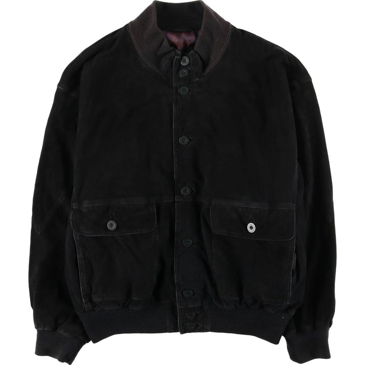 GIORGIO REDAELLI Balster Jacket, Suede Leather Blouson, Men's XL Genuine Leather Suede Leather black type Vintage Second Hand