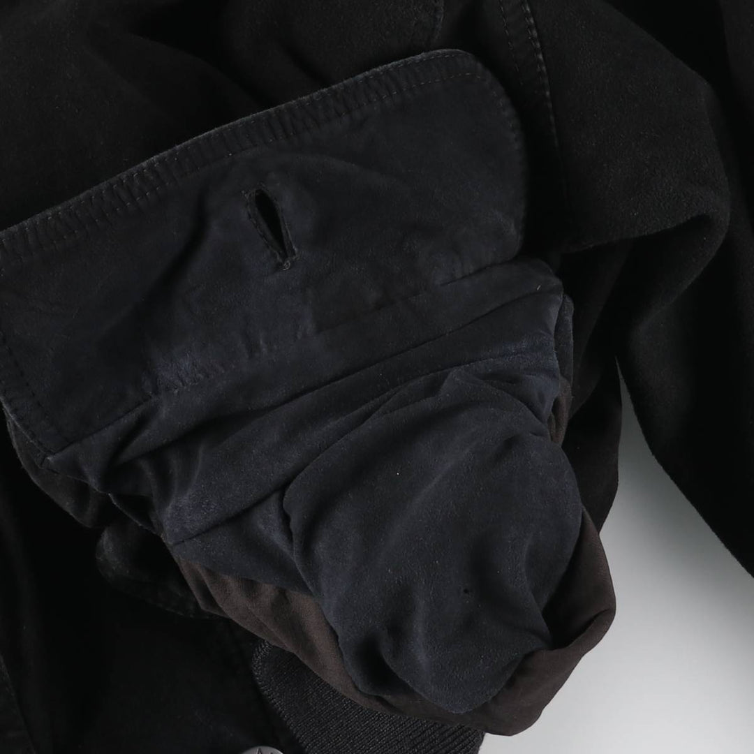 GIORGIO REDAELLI Balster Jacket, Suede Leather Blouson, Men's XL Genuine Leather Suede Leather black type Vintage Second Hand